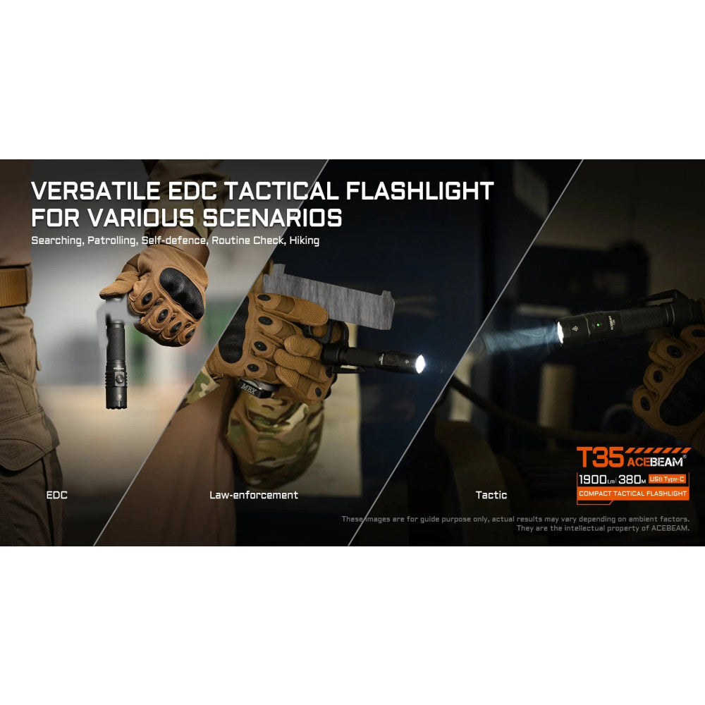 AceBeam T35 1900 Lumen Rechargeable Compact Flashlight - 380 Metres
