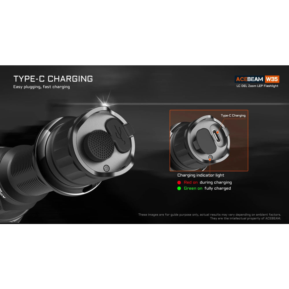 AceBeam W35 LC DEL Zoom Rechargeable LEP Flashlight - 2.6km Ultra Throw