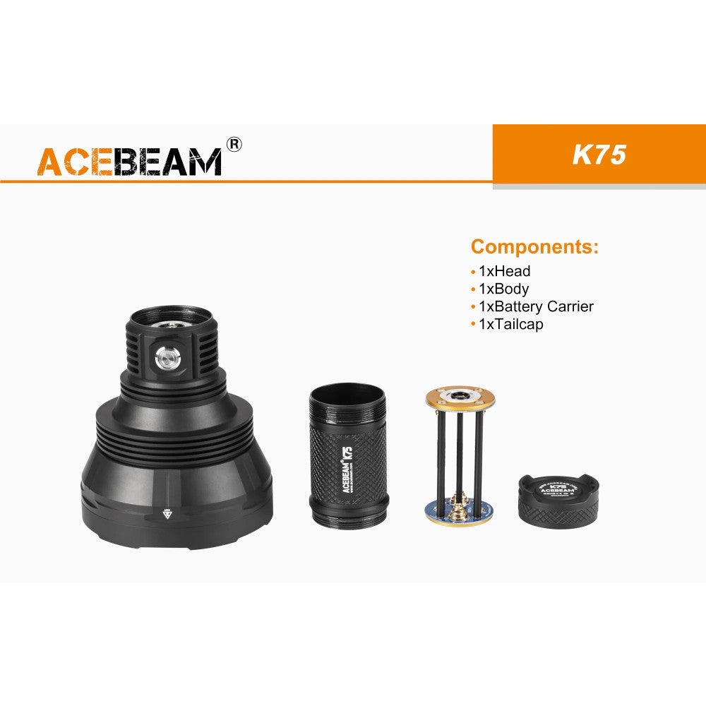 AceBeam K75 2.0 6300 Lumen Long Throw Searchlight - 2500 Metres