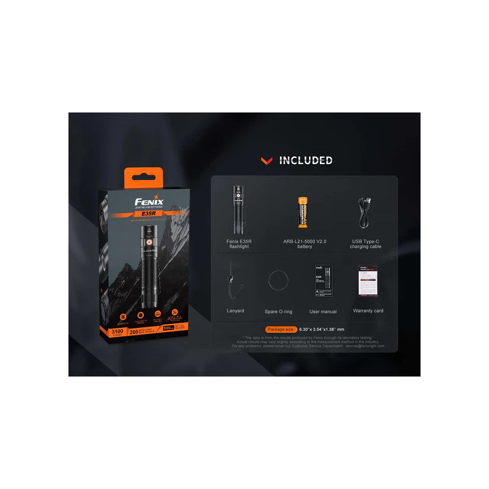 Fenix E35R 3100 Lumen Rechargeable Pocket Flashlight