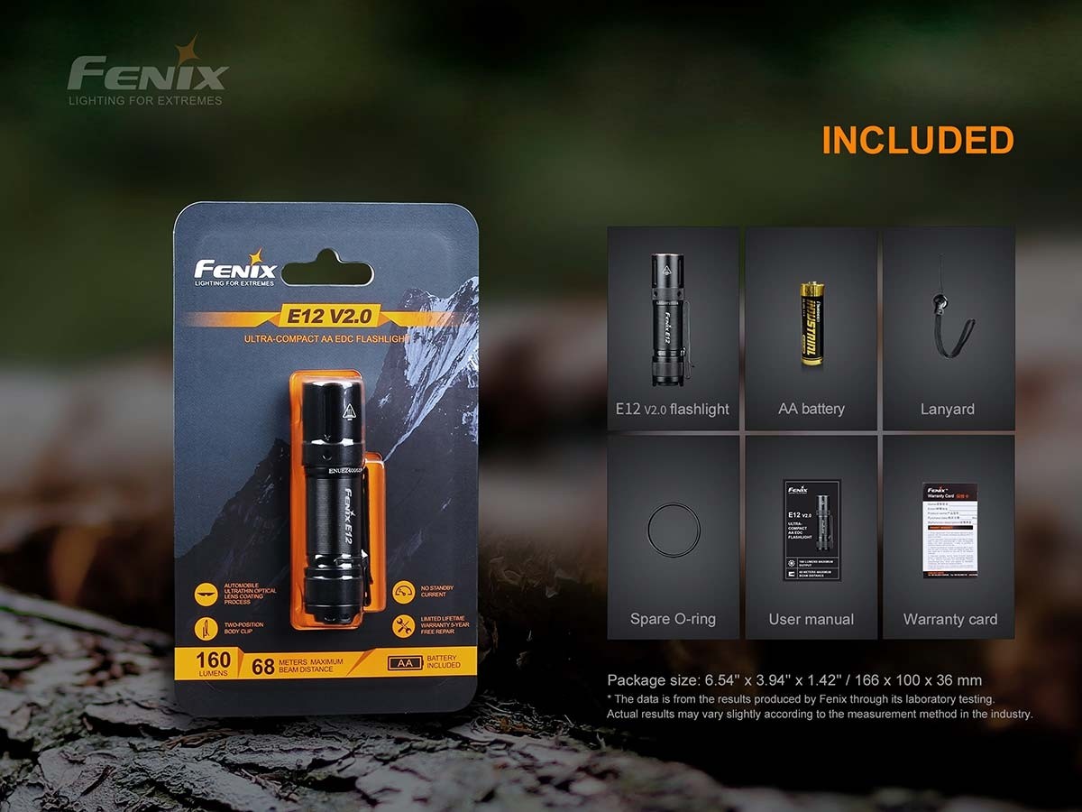 Fenix E12 V2.0 160 Lumen Ultra Compact 1AA Flashlight