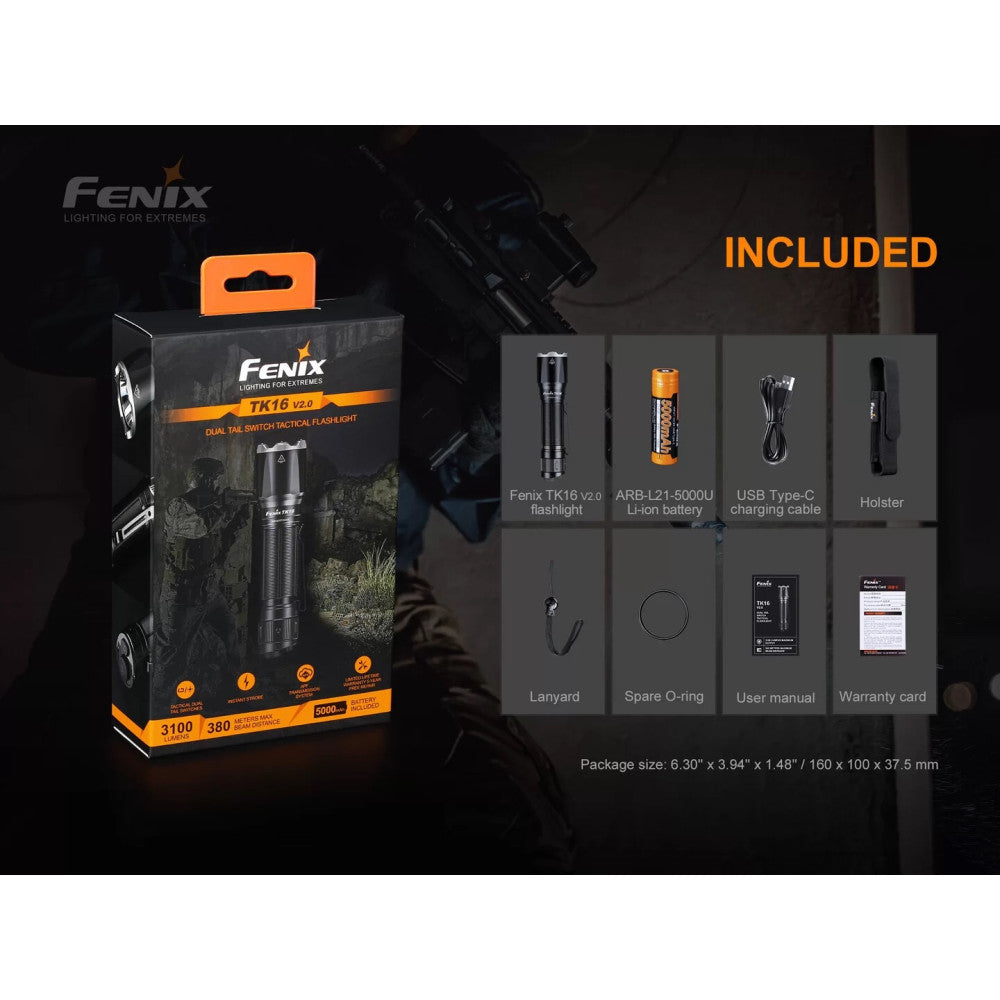 Fenix TK16 V2.0 3100 Lumen Compact Tactical Flashlight - 380 Metres