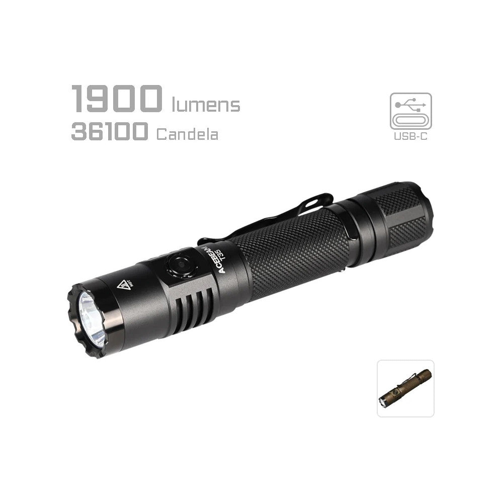 AceBeam T35 1900 Lumen Rechargeable Compact Flashlight - 380 Metres