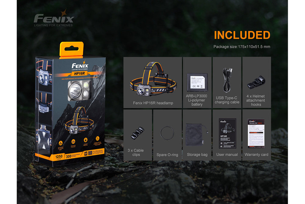 Fenix HP16R 1650 Lumen Triple Output Rechargeable LED Headlamp