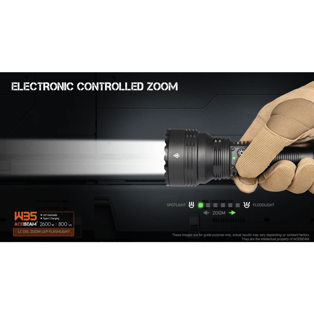 AceBeam W35 LC DEL Zoom Rechargeable LEP Flashlight - 2.6km Ultra Throw
