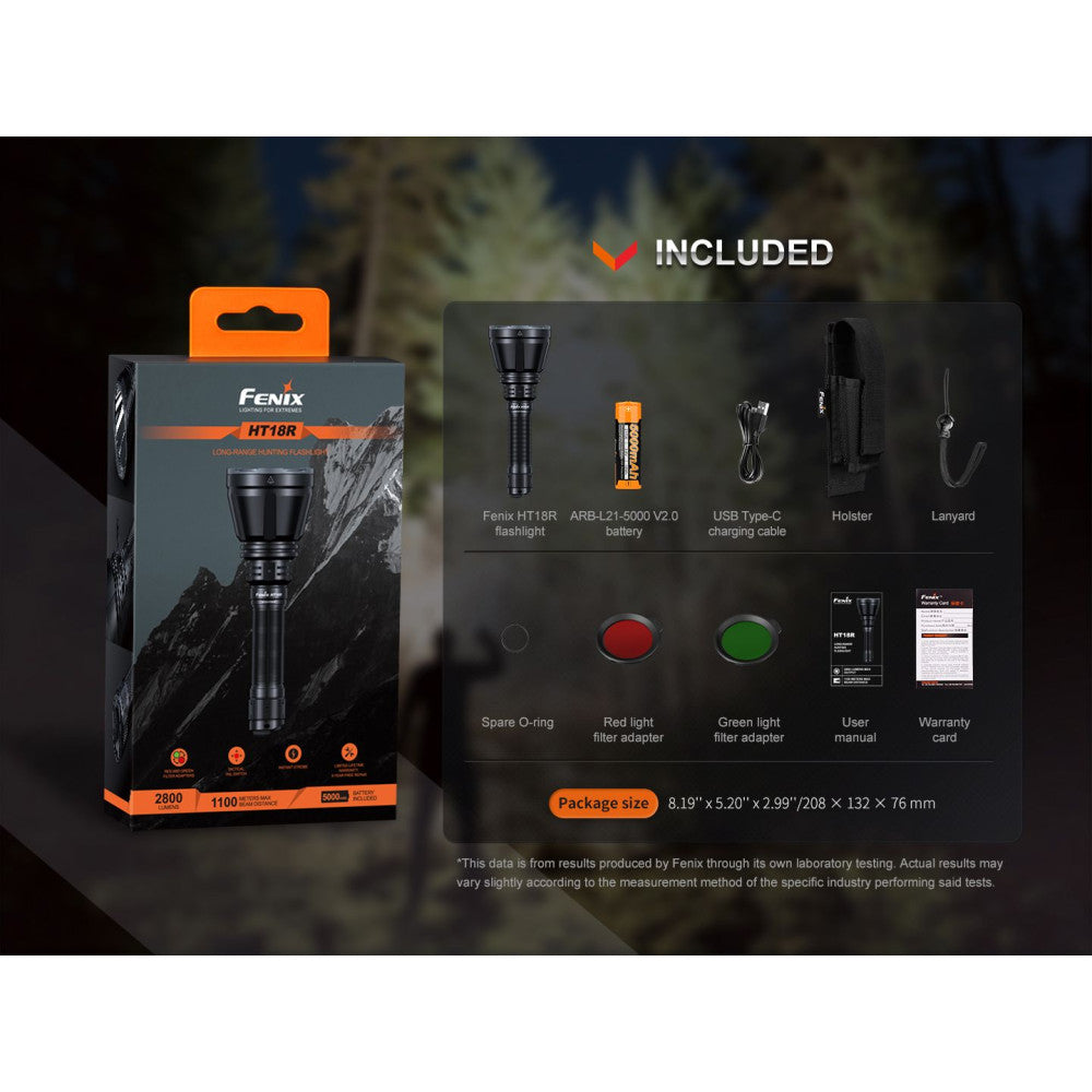 Fenix HT18R 2800 Lumen Hunting Flashlight Kit - 1100 Metres Distance