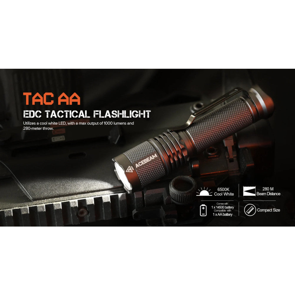 AceBeam TAC AA 1000 Lumen Pocket Flashlight - 280 Metres