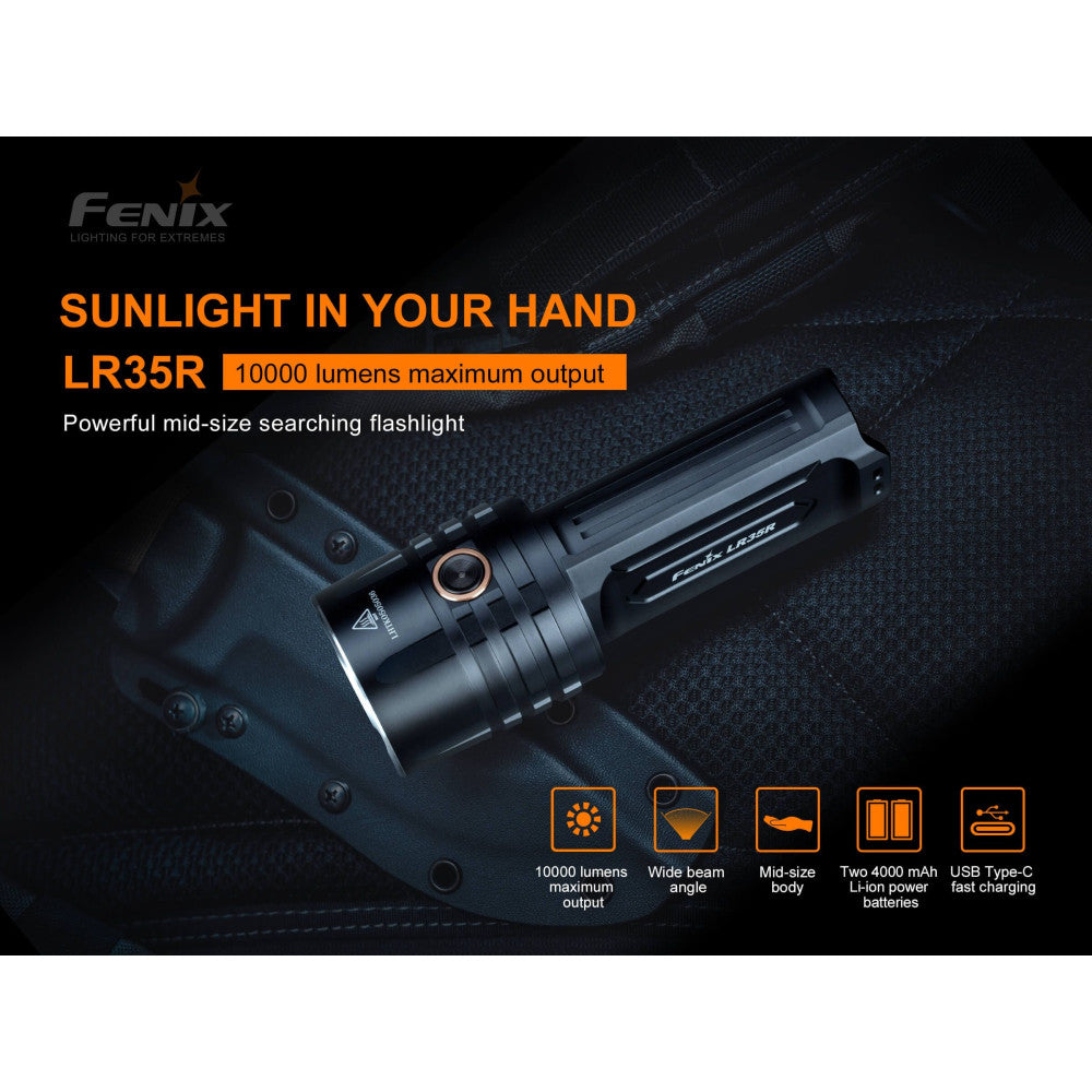 Fenix LR35R 10,000 Lumen Compact USB-C Rechargeable Searchlight - 500 Metres