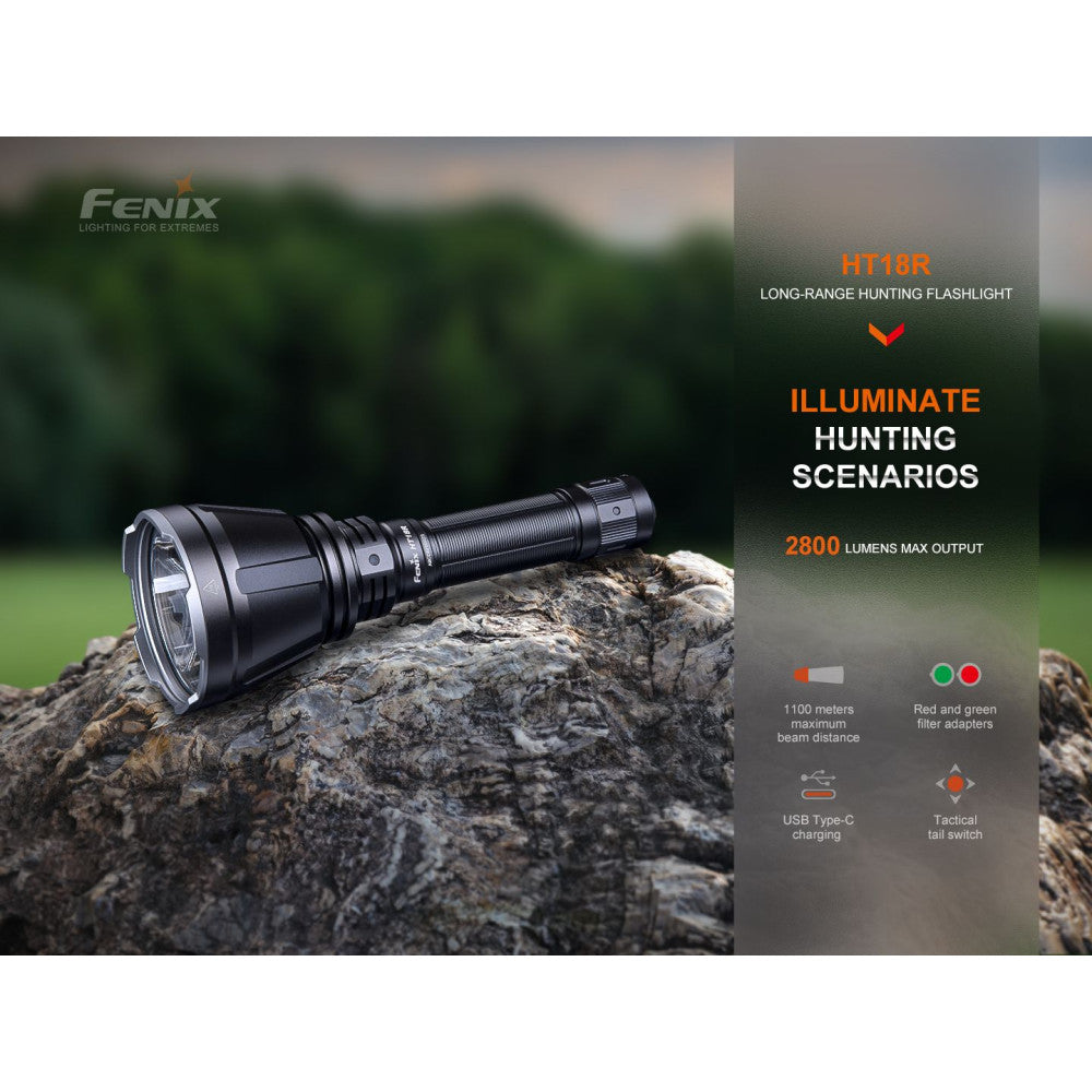 Fenix HT18R 2800 Lumen Rechargeable Long Range Flashlight - 1100 Metres