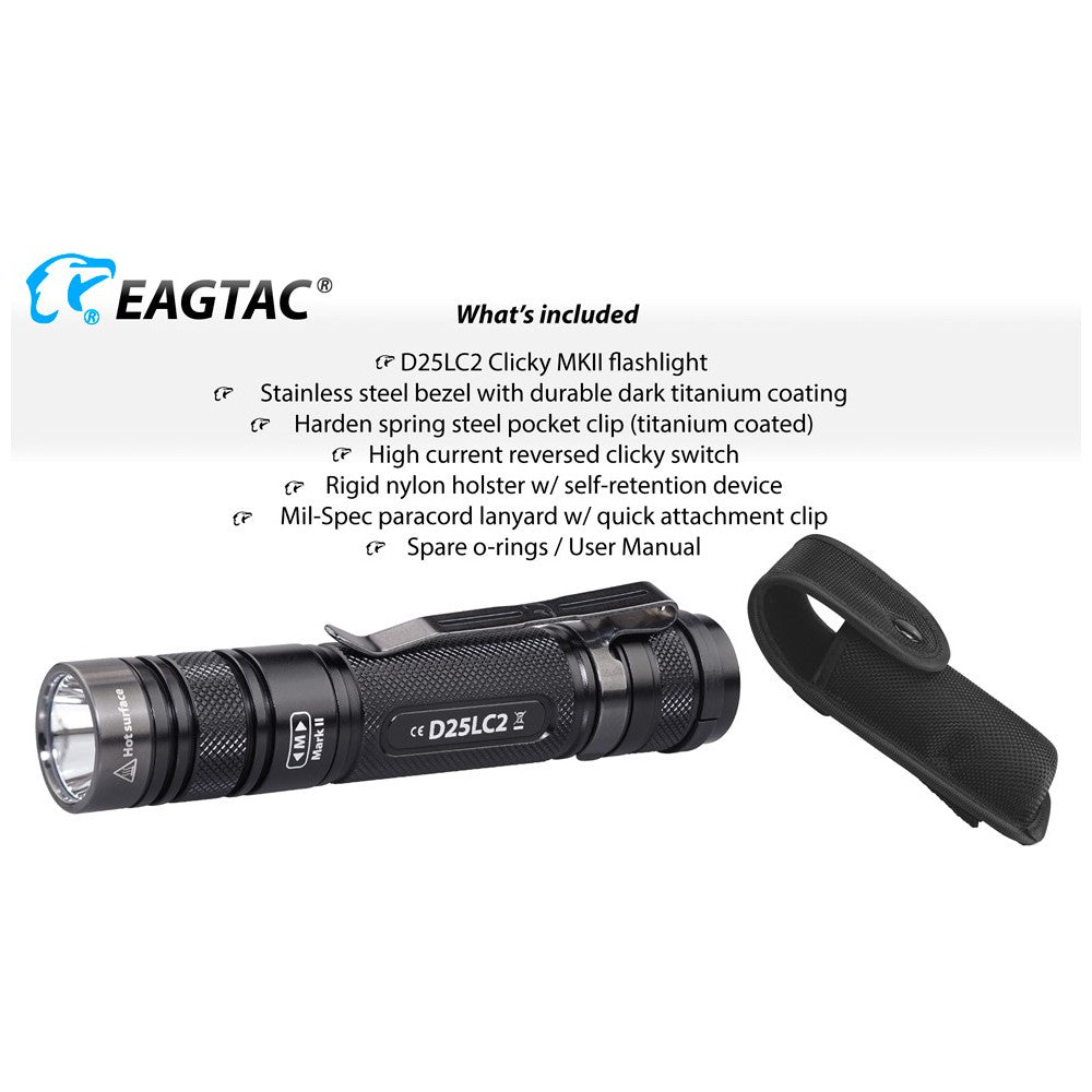 EagleTac D25LC2 Clicky MKII 1480 Lumen CREE XM-L2 U2 LED - 221 Metres