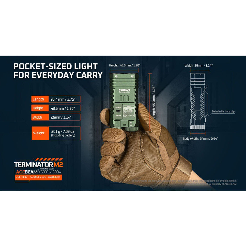 AceBeam Terminator M2 EDC Flashlight with Multiple Light Sources