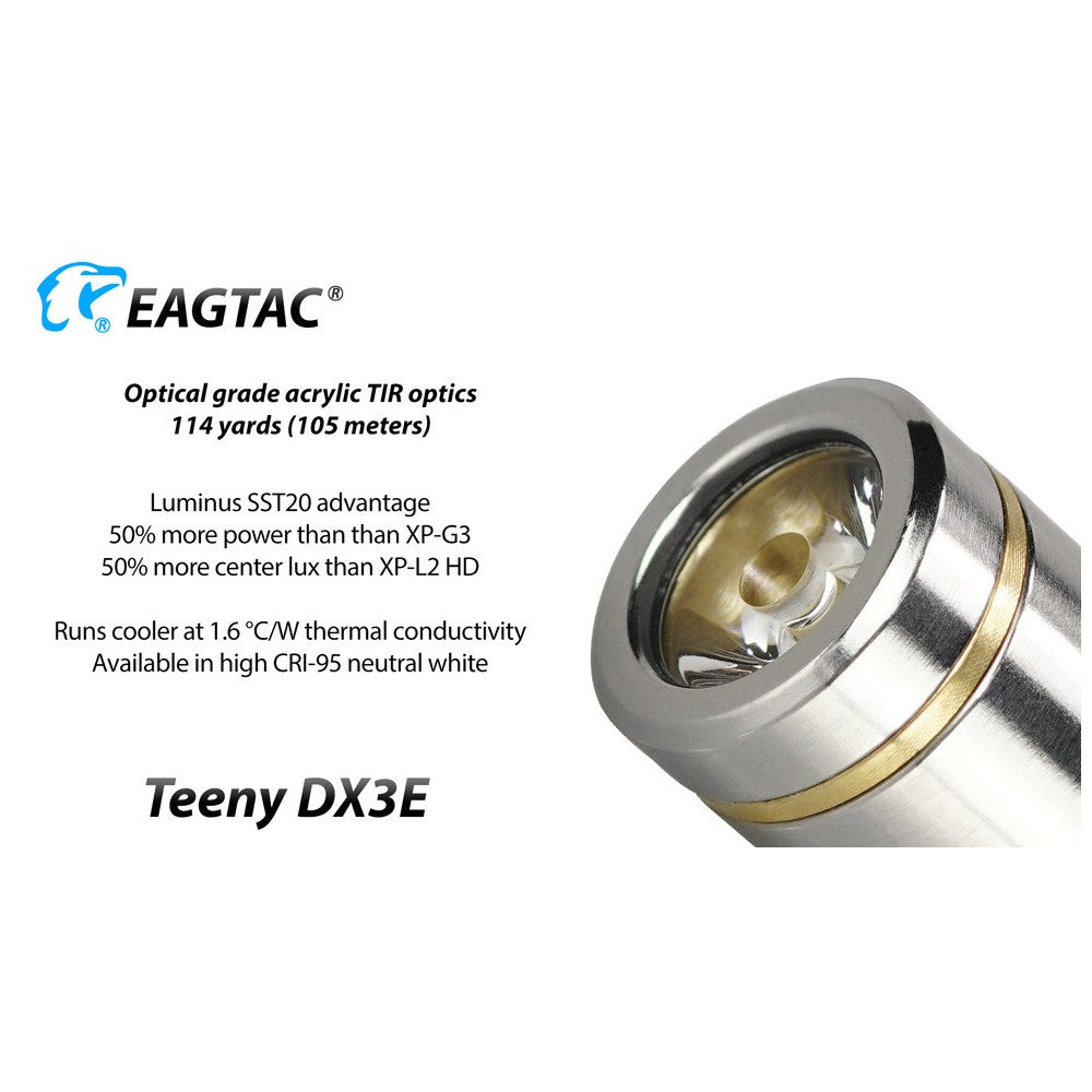 EagleTac Teeny DX3E SS 1000 Lumen Rechargeable Keyring Flashlight - 105 Metres