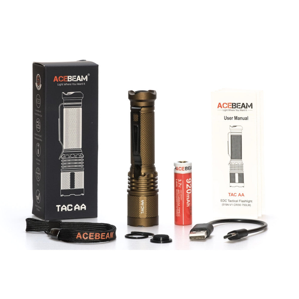 AceBeam TAC AA 1000 Lumen Pocket Flashlight - 280 Metres