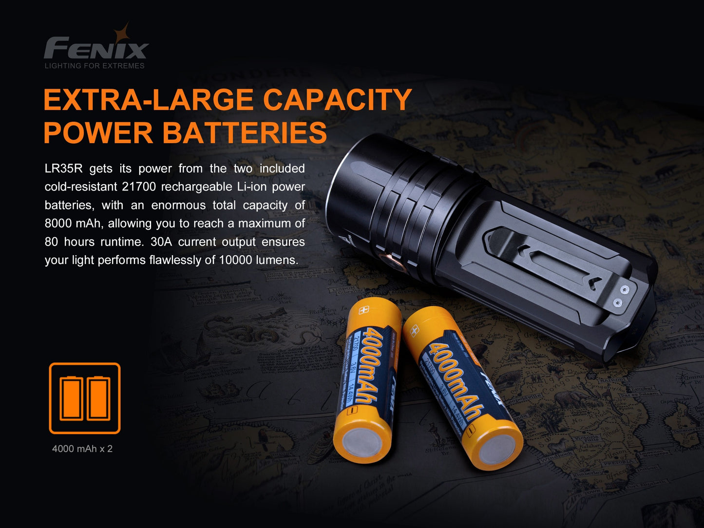 Fenix LR35R 10,000 Lumen Compact USB-C Rechargeable Searchlight - 500 Metres