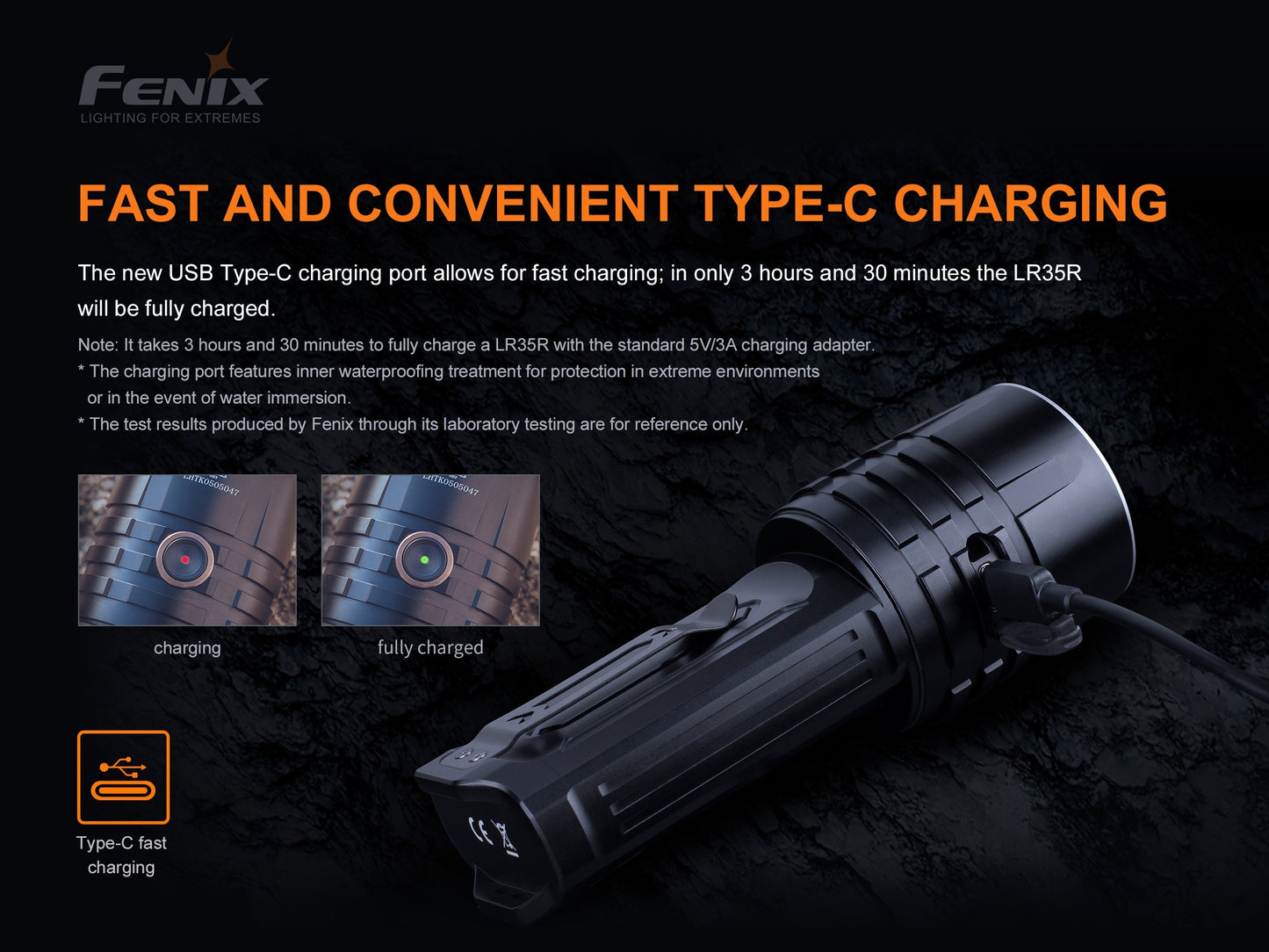 Fenix LR35R 10,000 Lumen Compact USB-C Rechargeable Searchlight - 500 Metres