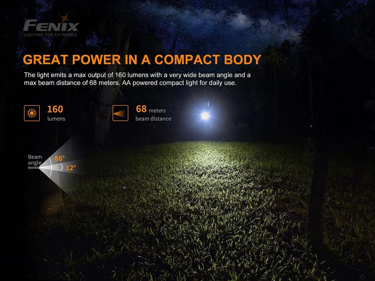 Fenix E12 V2.0 160 Lumen Ultra Compact 1AA Flashlight