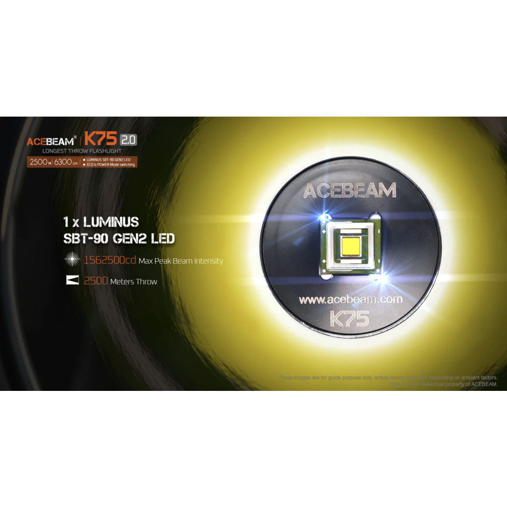 AceBeam K75 2.0 6300 Lumen Long Throw Searchlight - 2500 Metres