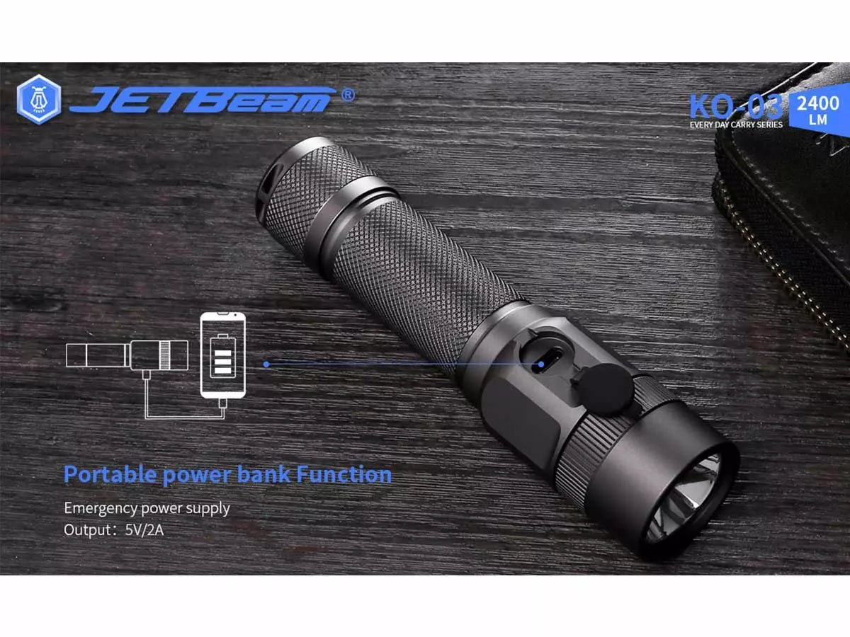 JETBeam KO-03 2400 Lumen USB-C Rechargeable Flashlight